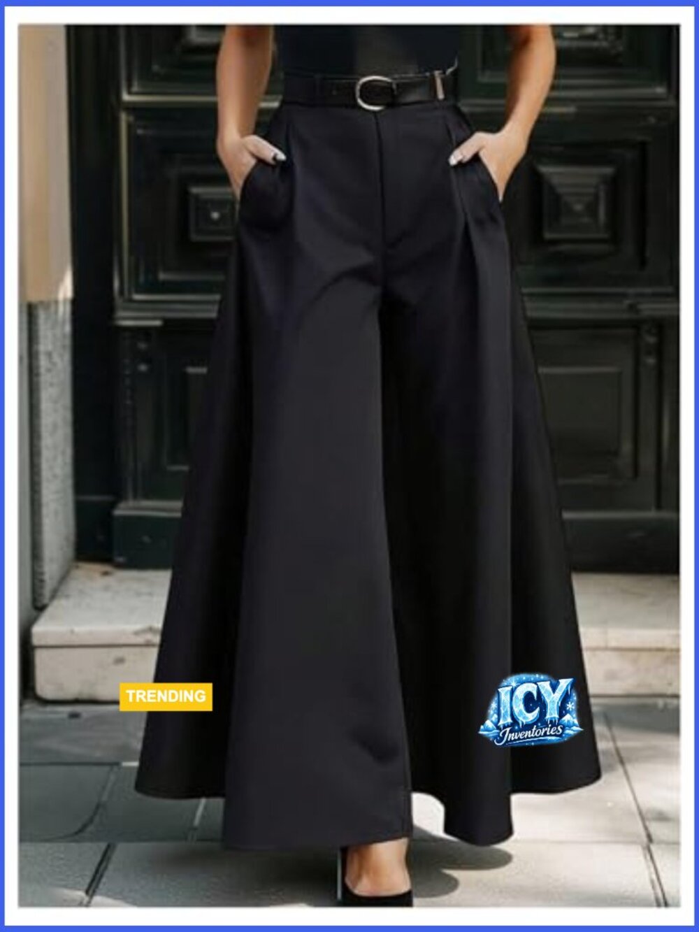 High Waist Wide Leg Flowy Pleated Dress Pants Trousers - Picture 5 of 5